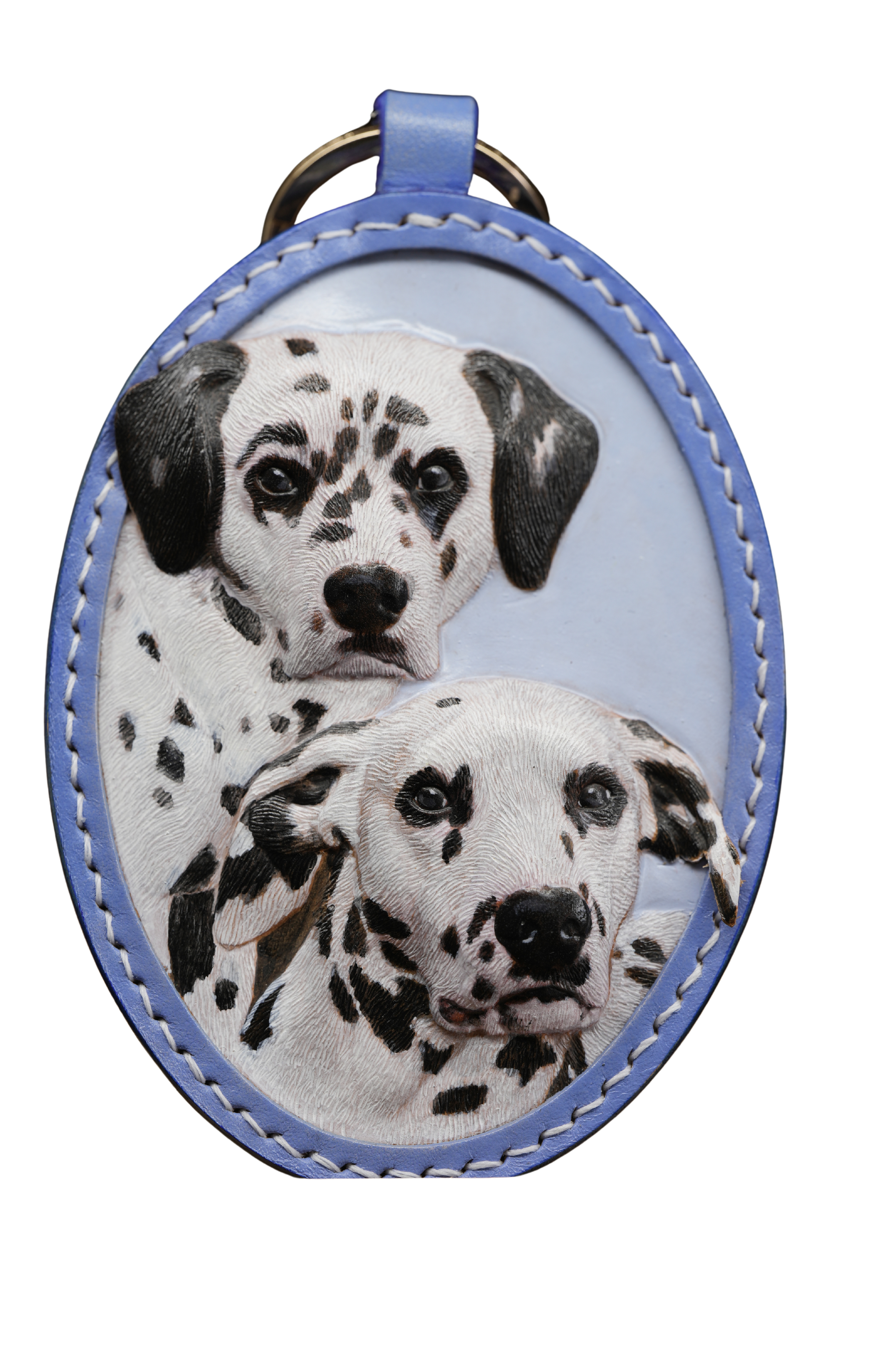 EverPaw Hand Carved Custom Pet Portrait Leather Keychain | Personalized Dog Cat Memorial Gift From Photo