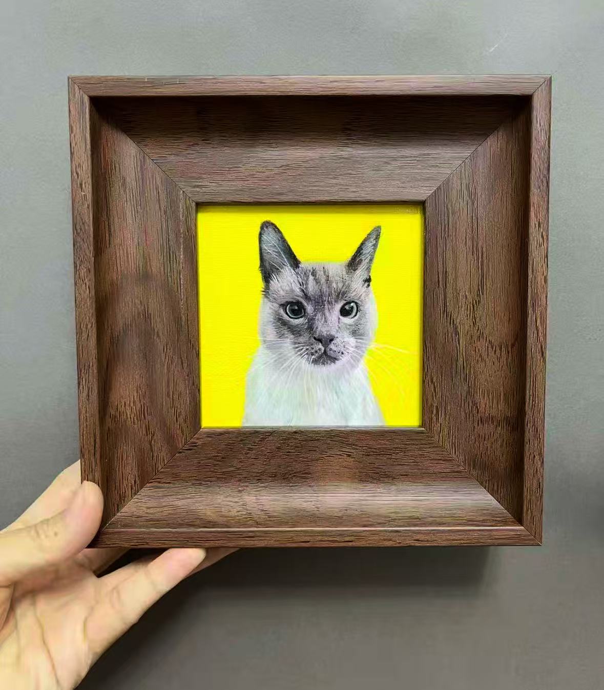 100% hand-painted watercolor pet portrait, original handmade framed pet memorial wall art by Everpaw