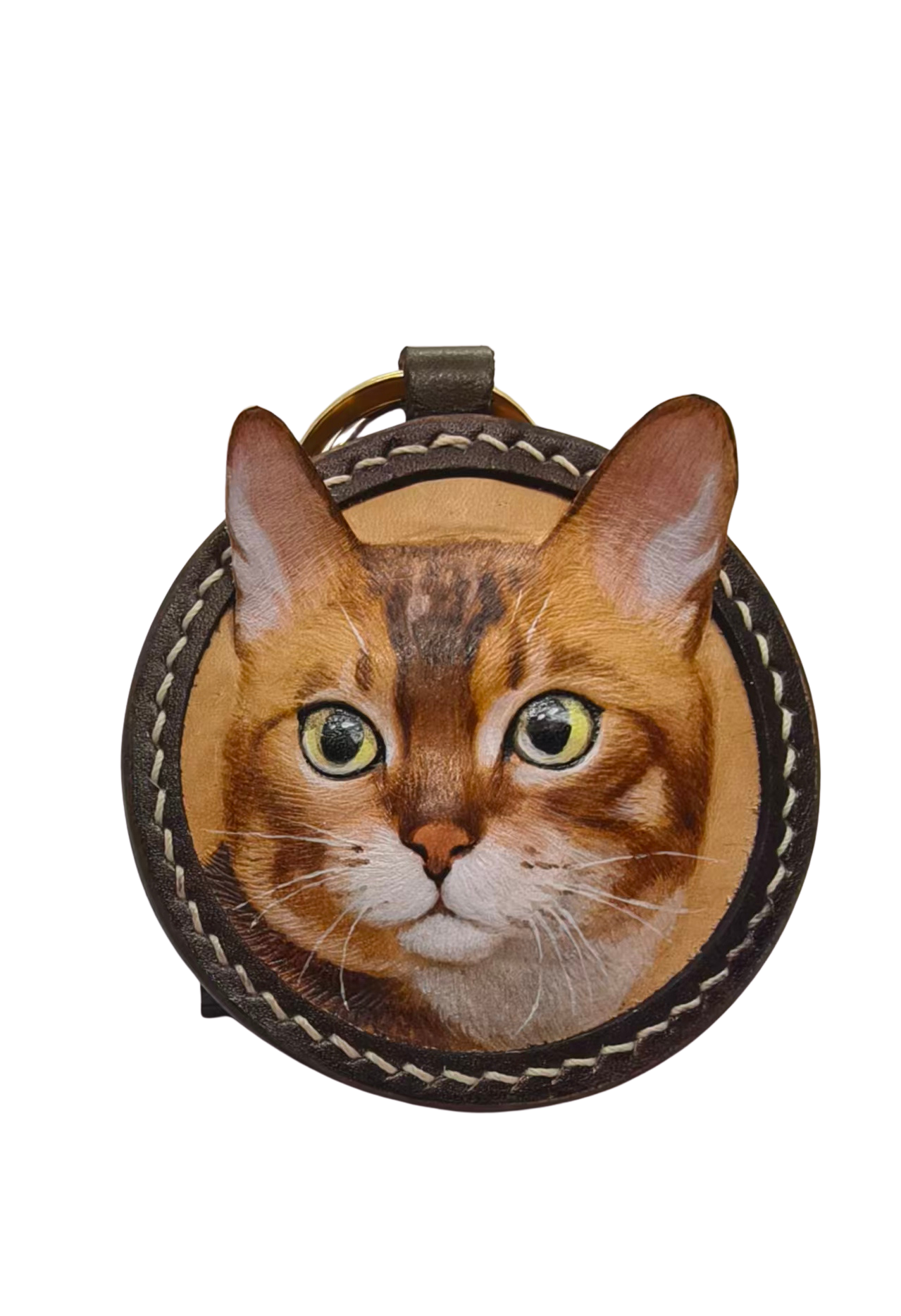 EverPaw Hand Carved Custom Pet Portrait Leather Keychain | Personalized Dog Cat Memorial Gift From Photo