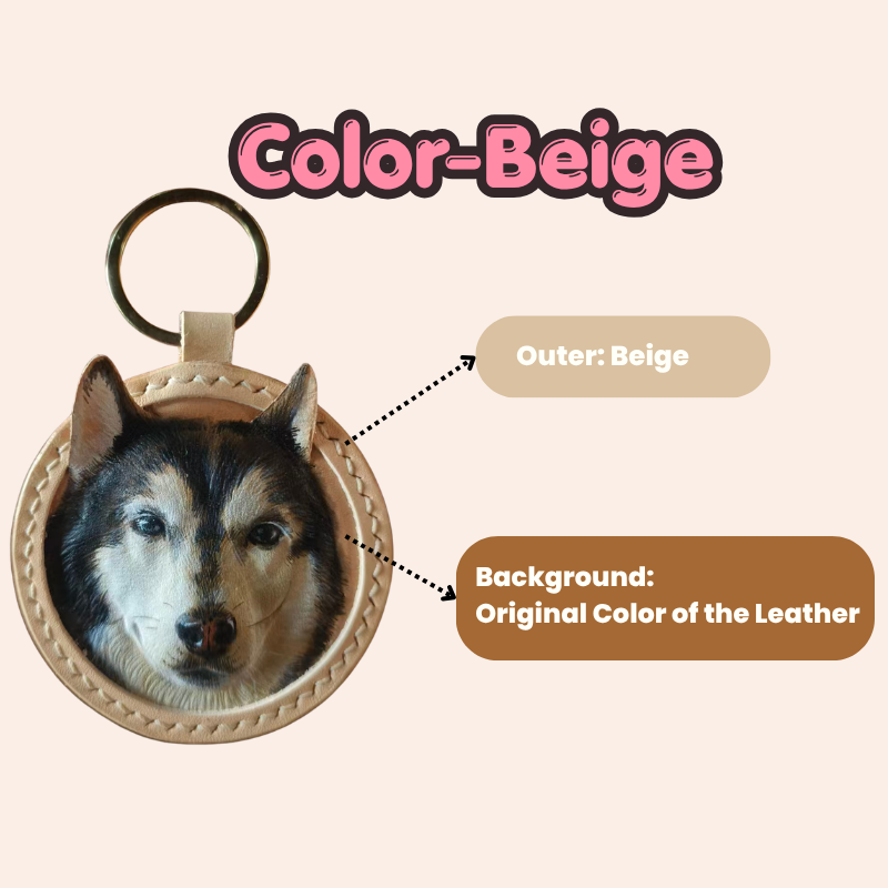 EverPaw Hand Carved Custom Pet Portrait Leather Keychain | Personalized Dog Cat Memorial Gift From Photo