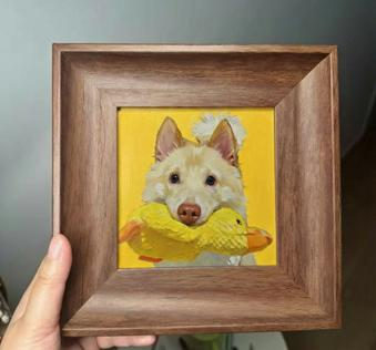 100% hand-painted watercolor pet portrait, original handmade framed pet memorial wall art by Everpaw