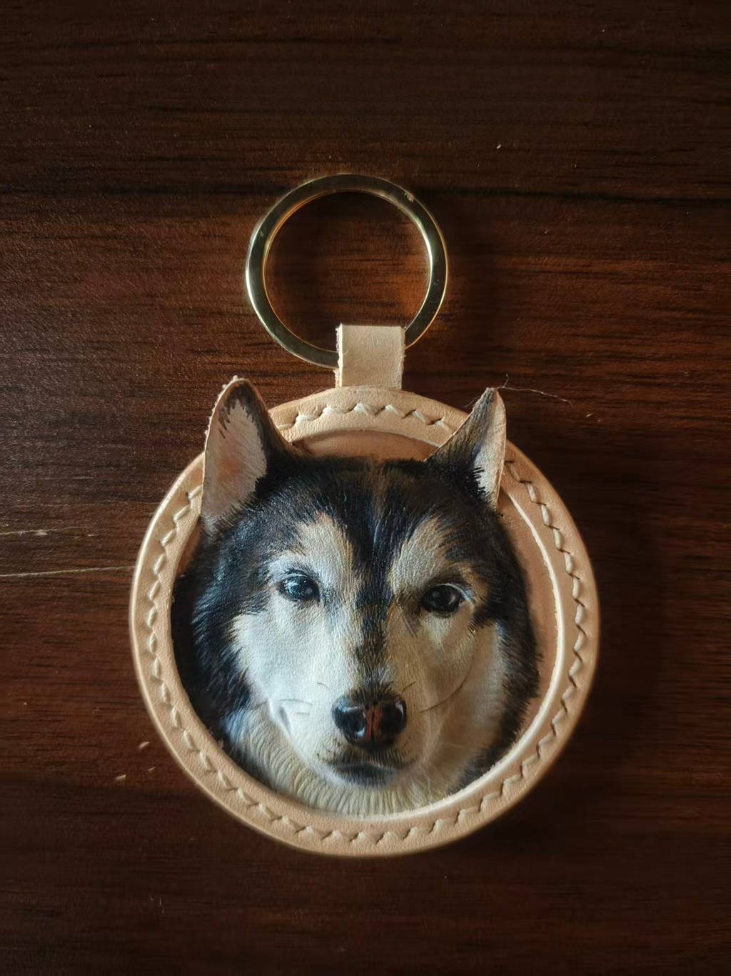 EverPaw Hand Carved Custom Pet Portrait Leather Keychain | Personalized Dog Cat Memorial Gift From Photo