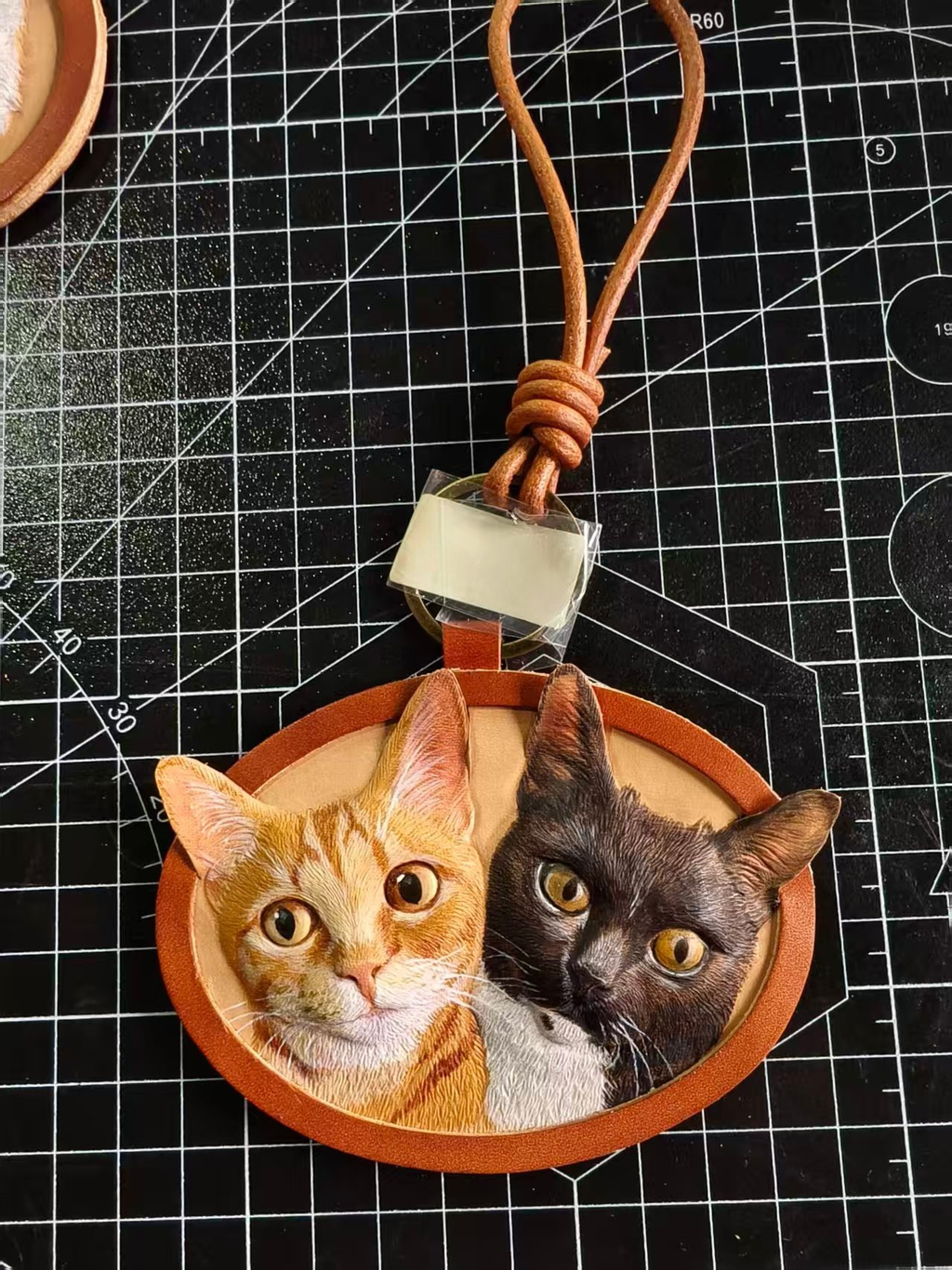 EverPaw Hand Carved Custom Pet Portrait Leather Keychain | Personalized Dog Cat Memorial Gift From Photo