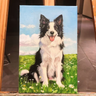 Custom hand-painted full body dog portrait on canvas from photo