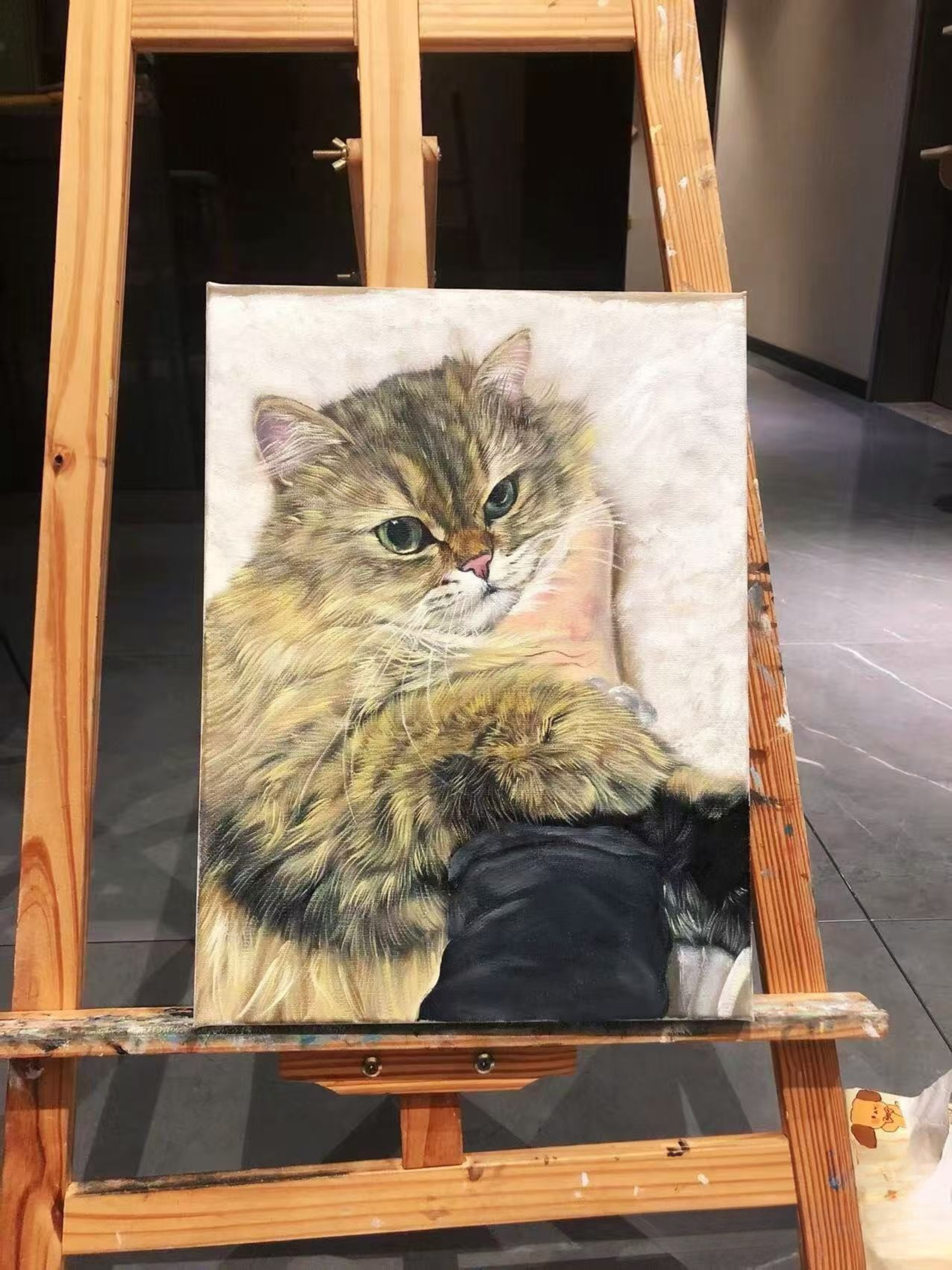Personalized full body pet oil painting portrait on canvas created from photo