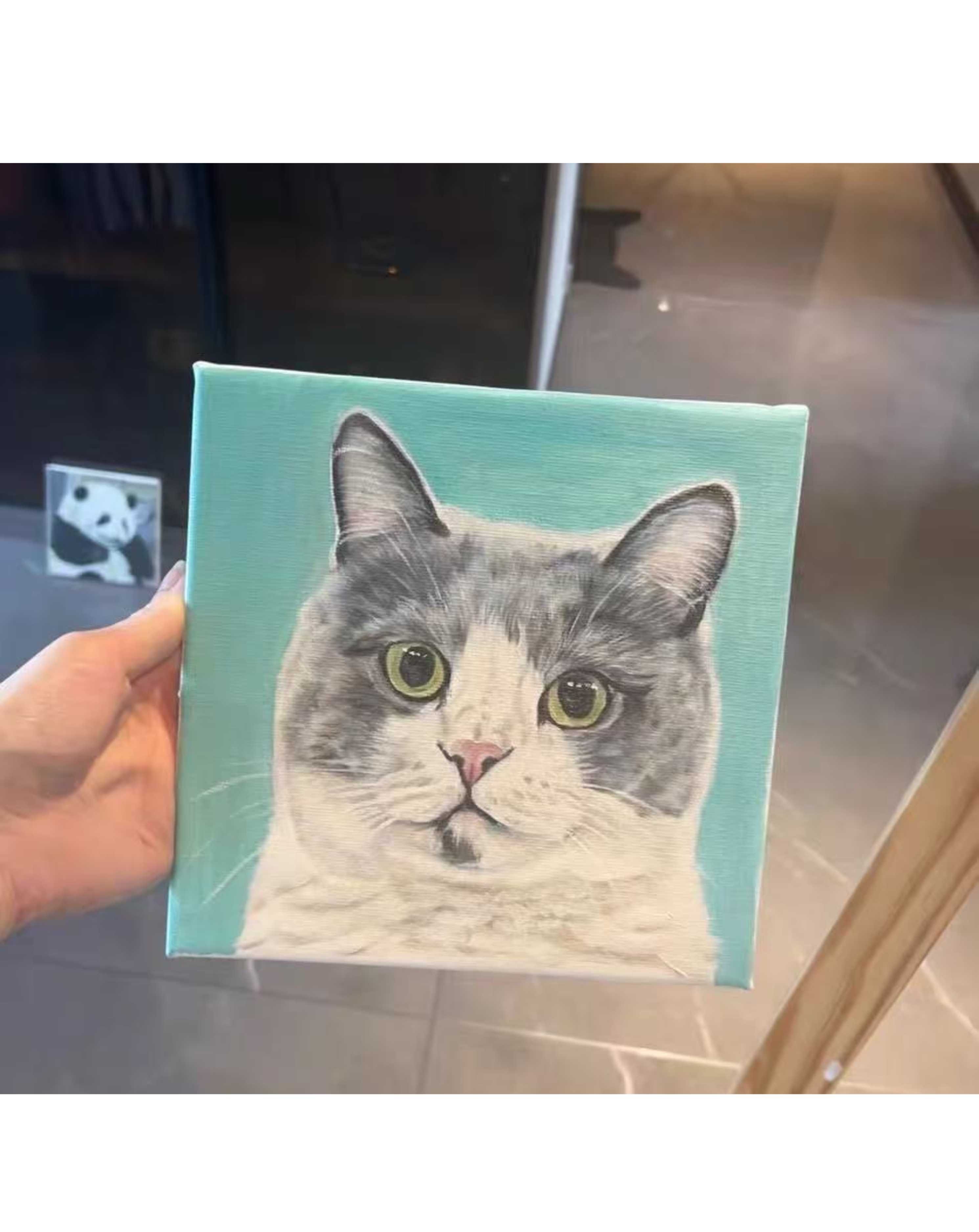 Custom Hand Painted Oil Portrait Cat From Photo on Canvas