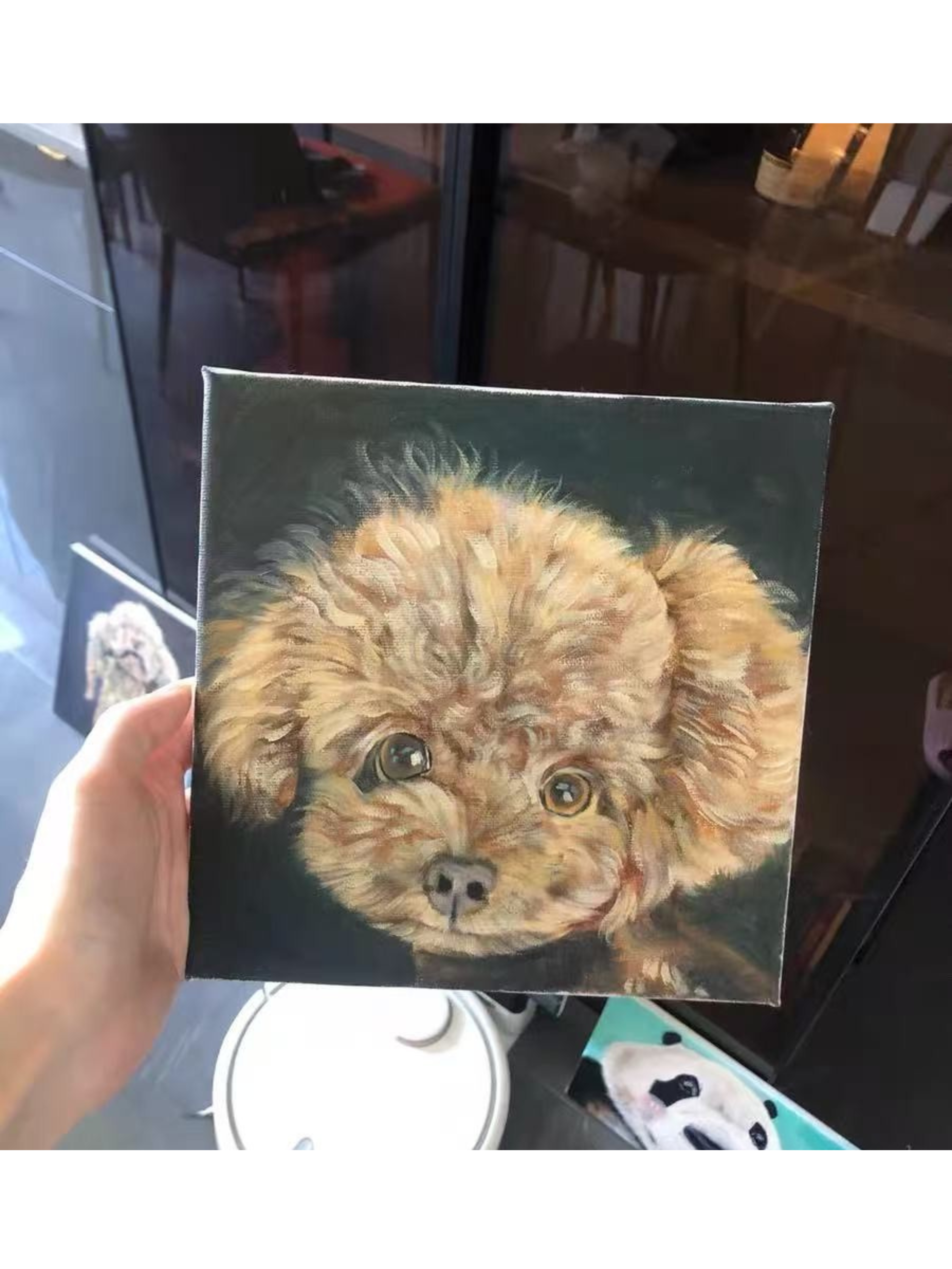 Custom hand painted oil portrait of dog on canvas from photo showing Everpaw artwork